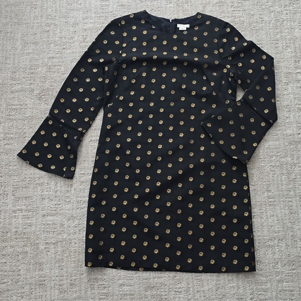 Shoshanna | Black Dress with Gold Polka Dots